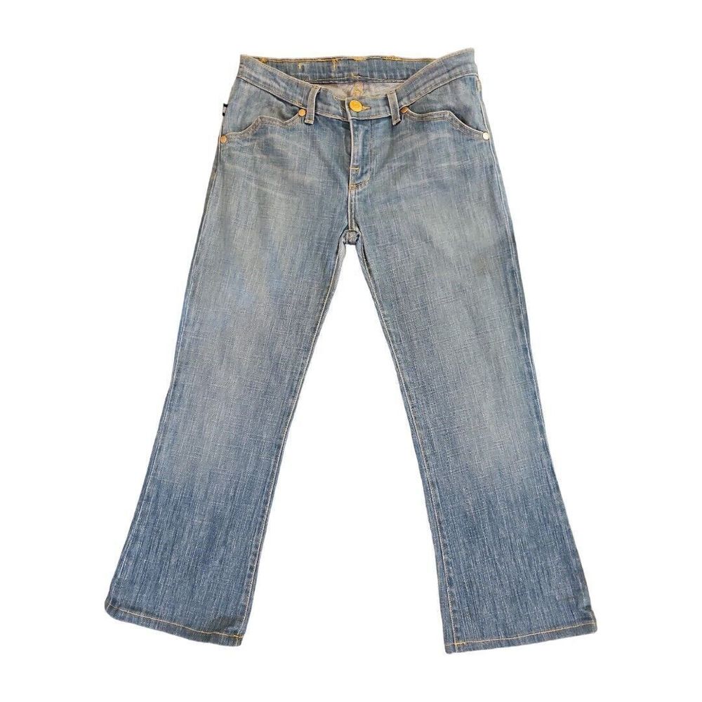 Women's vintage Y2K Mid-rise Jeans Straight 90's Light Denim Pants Blue boot cut